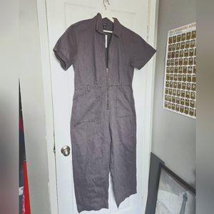 Charcoal Gray Zip-Up Jumpsuit